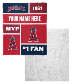 [Personalization Only] OFFICIAL MLB Colorblock Personalized Silk Touch Sherpa Throw Blanket - Angels