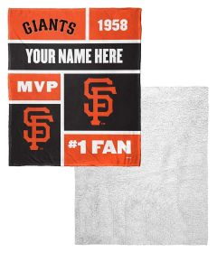 [Personalization Only] OFFICIAL MLB Colorblock Personalized Silk Touch Sherpa Throw Blanket - SF Giants