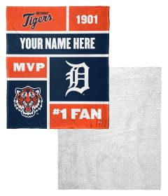[Personalization Only] OFFICIAL MLB Jersey Personalized Silk Touch Sherpa Throw Blanket - Tigers
