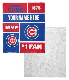 [Personalization Only] OFFICIAL MLB Colorblock Personalized Silk Touch Sherpa Throw Blanket - Cubs
