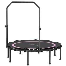 48" Rebounder Trampoline for Adults, Foldable Mini Trampoline with Adjustable Handle Bar for Indoor Outdoor, Pink (Option: Pink-960x460x130 mm)