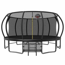 16FT Outdoor Trampoline For Kids And Adults, Pumpkin Trampolines With Curved Poles Heavy Duty Trampoline Anti-Rust Coating ASTM Approval (Option: Black)
