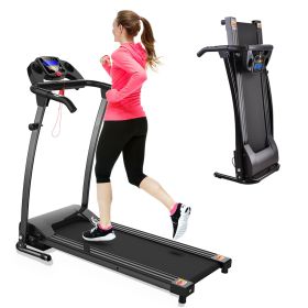 FYC Folding Treadmills for Home;  Foldable Electric Treadmill with LCD display;  Lightweight Compact Treadmill Fitness Running Walking Jogging Ex (Color: Black)